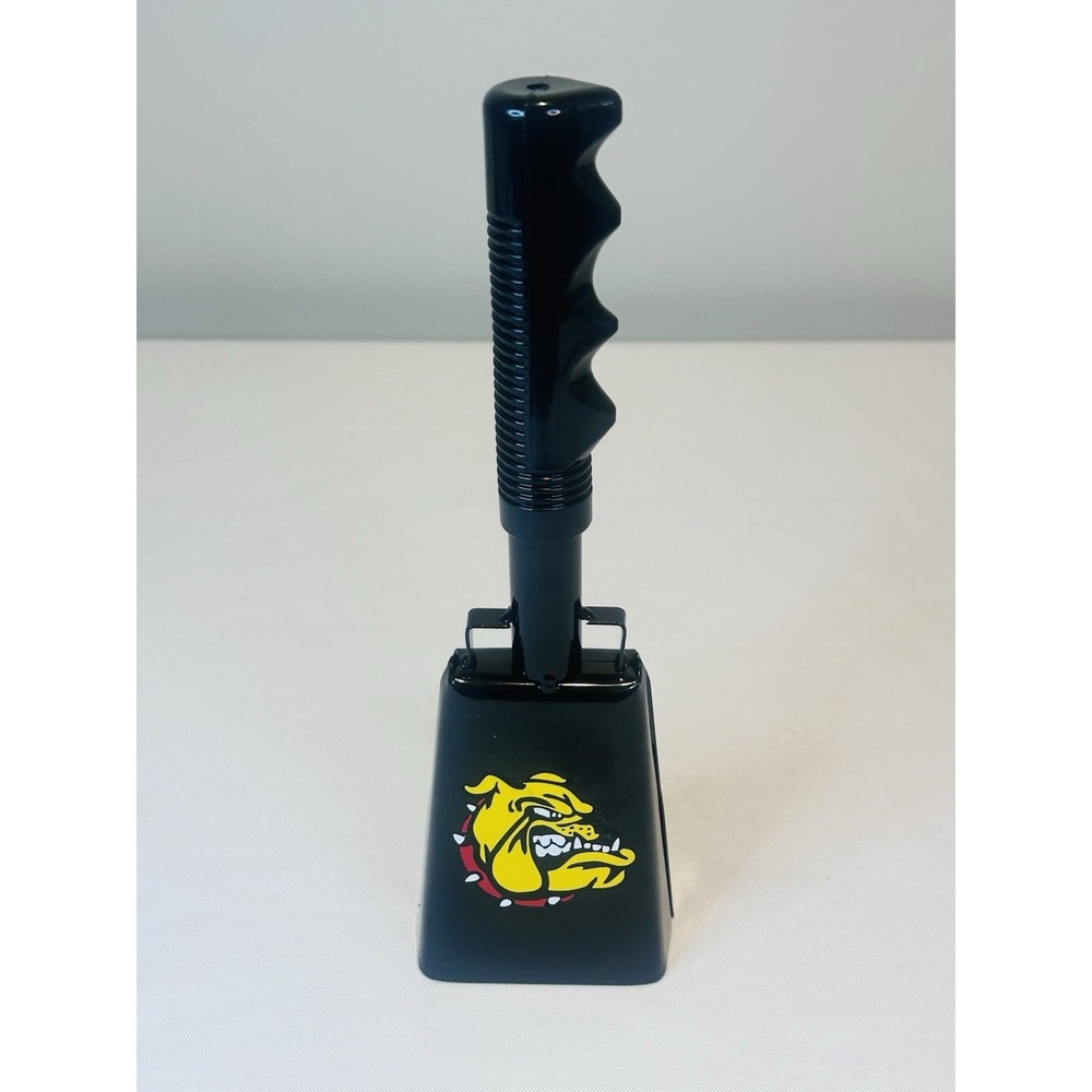 Bulldog Bully Bell Black Cowbell  Rubber Grip Sporting Event Large Metal 10"